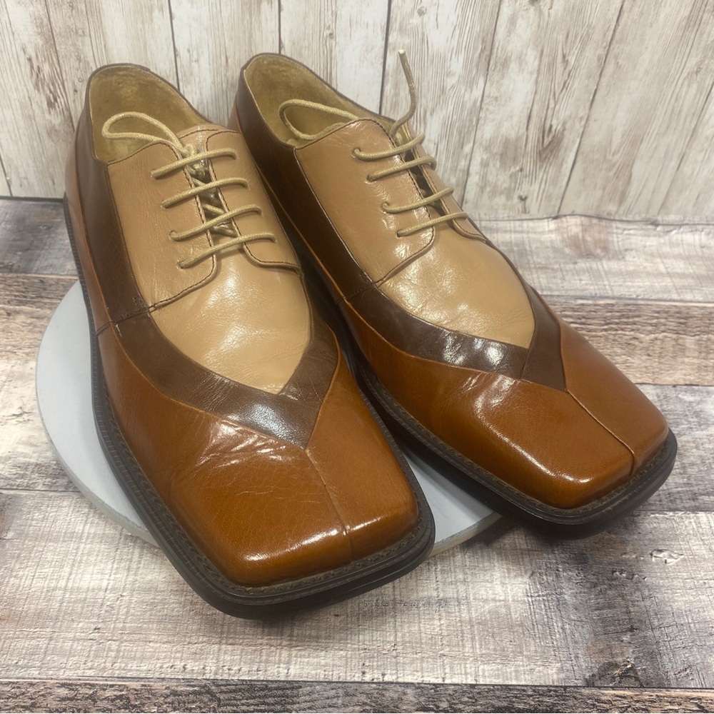 Umberto Pellegrini Men's Dress Shoes Brown Three Tone Leather Derby Size 9.5
